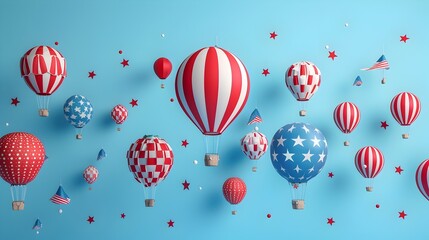 Obraz premium Patriotic Themed Air Balloon Festival with Minimalist Art Design