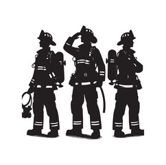 Firefighters pose vector  silhouette  illustration 