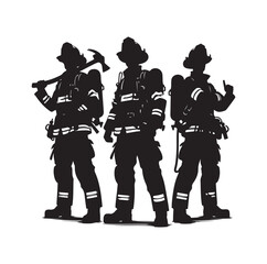 Firefighters pose vector  silhouette  illustration 