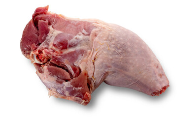 Raw turkey thigh; isolated on transparent