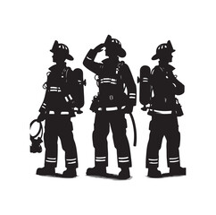 Firefighters pose vector  silhouette  illustration 