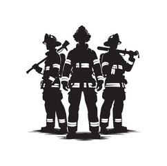 Firefighters pose vector  silhouette  illustration 