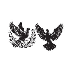 Pigeon vector character silhouette.