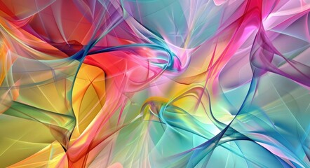 Abstract Screensaver. Colorful Forms in Blue, Pink, Yellow, Green, and Red
