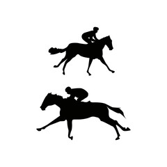 horse racing sport silhouette collection