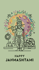 Fototapeta premium Happy Janmashtami illustration poster