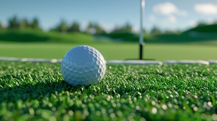 Golf Ball on the Green: Perfect Putting Opportunity Generative AI