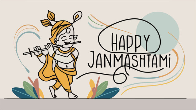 Happy Janmashtami illustration poster
