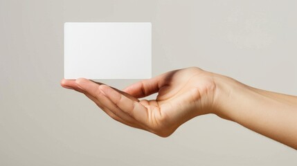 Holding Hand Out. Female Hand Gesture Holding a Sign on White Background