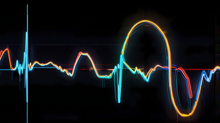 Abstract Neon Lighting Heart Beat Background	
