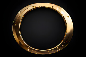 Obraz premium A dazzling 3D golden circle shimmers with light, catching the eye with its metallic sheen and sparkling glitters.