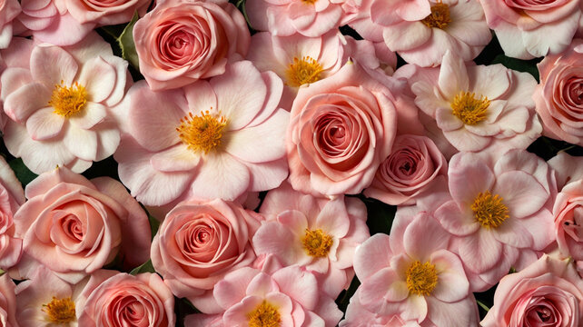 Stunning rose blossoms, every petal exudes a delicate beauty that captivates the eye.