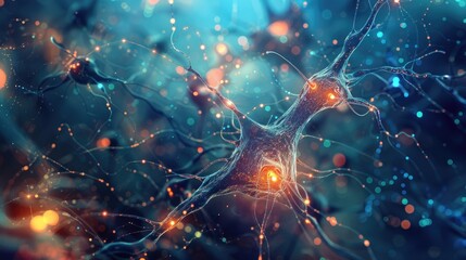 Obraz premium A close up of a brain with many neurons