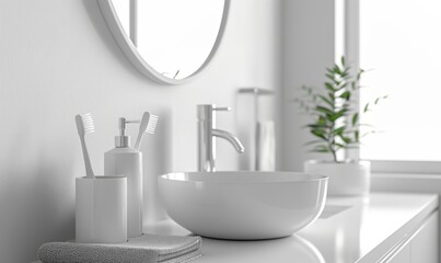 Elegant bathroom with an empty toothbrush holder