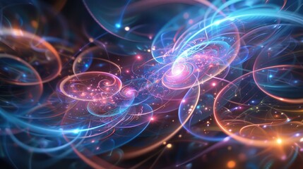 Obraz premium A colorful galaxy with a bright blue center and orange and red swirls