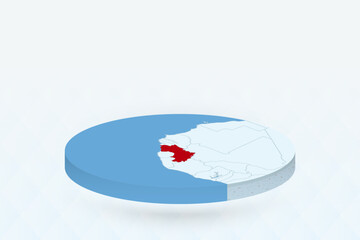 3D Isometric Map Highlighting Guinea in Red.