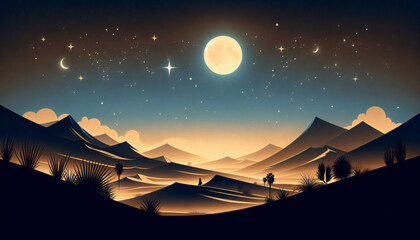 Desert twilight vibrant illustration