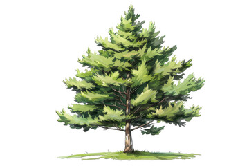 Fototapeta premium Illustration of a lush green tree standing tall, perfect for nature, environmental, and outdoor-themed projects and designs.