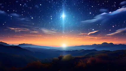 Fototapeta premium the night sky is full of stars, shining elongatedly stretching across the Cakra Wala Sea River with a beautiful sparkle, Generative AI