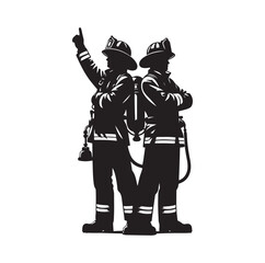 Firefighters pose vector  silhouette  illustration 