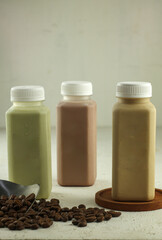 Clear plastic bottle Plain without label contain coffee drinks