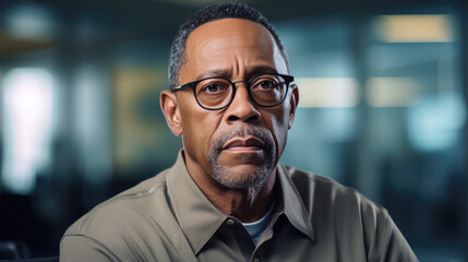 Obraz premium generated illustration portrait of a confident middle aged african looking at camera