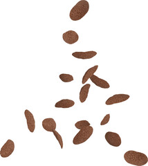 chocolate cereal flakes flying in the air