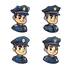 set of funny cartoon policeman