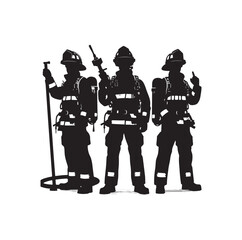 Firefighters pose vector  silhouette  illustration 