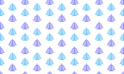 Seamless pattern with Christmas trees on white background. Design of Christmas packaging, fabric, linen, cover. Vector illustration 