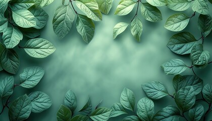 Mockup, beautiful green wall with leaf shadow and sunlight, natural wall background with plant foliage
