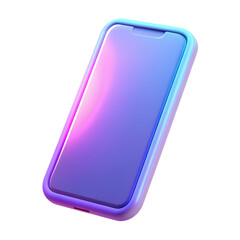 3D smartphone icon with holographic neon colors. Isolated blank phone sign as a design element