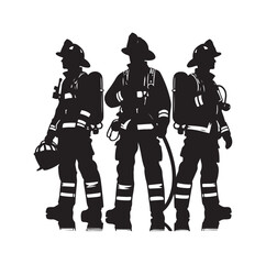 Firefighters pose vector  silhouette  illustration 