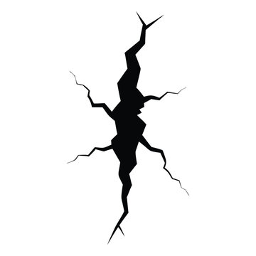 recommend clip art: Realistic vector illustration of a black jagged crack in a surface, symbolizing damage, fracture, or earthquake effects