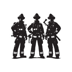 Firefighters pose vector  silhouette  illustration 