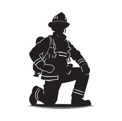 Firefighters pose vector  silhouette  illustration 