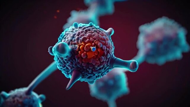 Testosterone, rotating 3D model of Sex hormones under a microscope, seamless looped video, molecular structure with selective focus