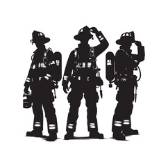 Firefighters pose vector  silhouette  illustration 