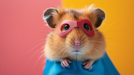 Superhero Hamster Ready to Save the Day - Vibrant and Playful Animal Concept