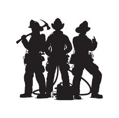 Firefighters pose vector  silhouette  illustration 