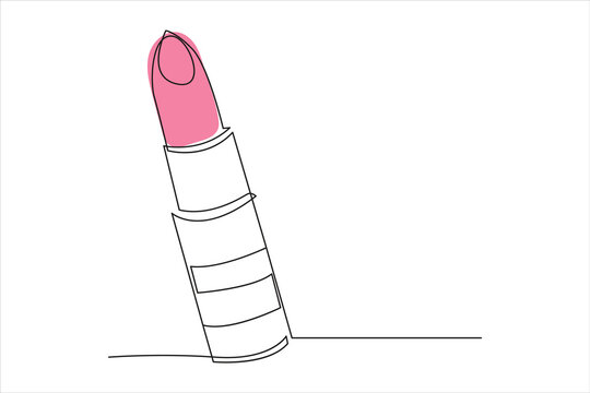 recommend clip art: Lipstick, continuous one line drawing, single line art. Vector illustration