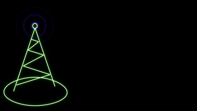 Telecommunications and broadcasting industry concept icon, green radio tower design