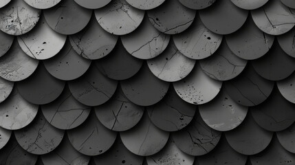 Obraz premium A pattern of overlapping dark gray flakes or round tiles.