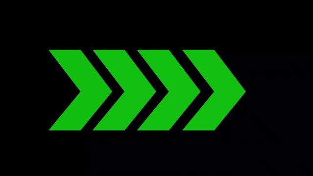 Green glowing wright arrows. Glowing Arrows on a Black Background. 3d rendering glowing up arrow abstract background.