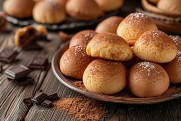 Brazilian chocolate honey cookie on wood Focus on cookie