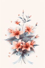 Obraz premium Elegant Peach Lily Bouquet With a Blue Ribbon