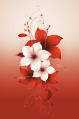 White And Red Hibiscus Flowers With Elegant Ribbon