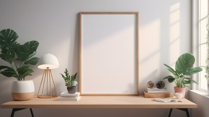 Frame mockup, ISO A paper size. Interior mockup with house background. Modern interior design. Living room wall poster mockup ,3D render