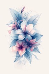 Obraz premium Delicate Watercolor Bouquet of Blue and Pink Flowers