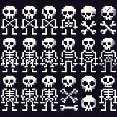 Fototapeta premium Pixel Art Skeleton Character Sprite Sheet
